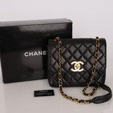 Chanel Single Flap Black Lambskin 24K GP