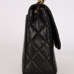 Chanel Single Flap Black Lambskin 24K GP
