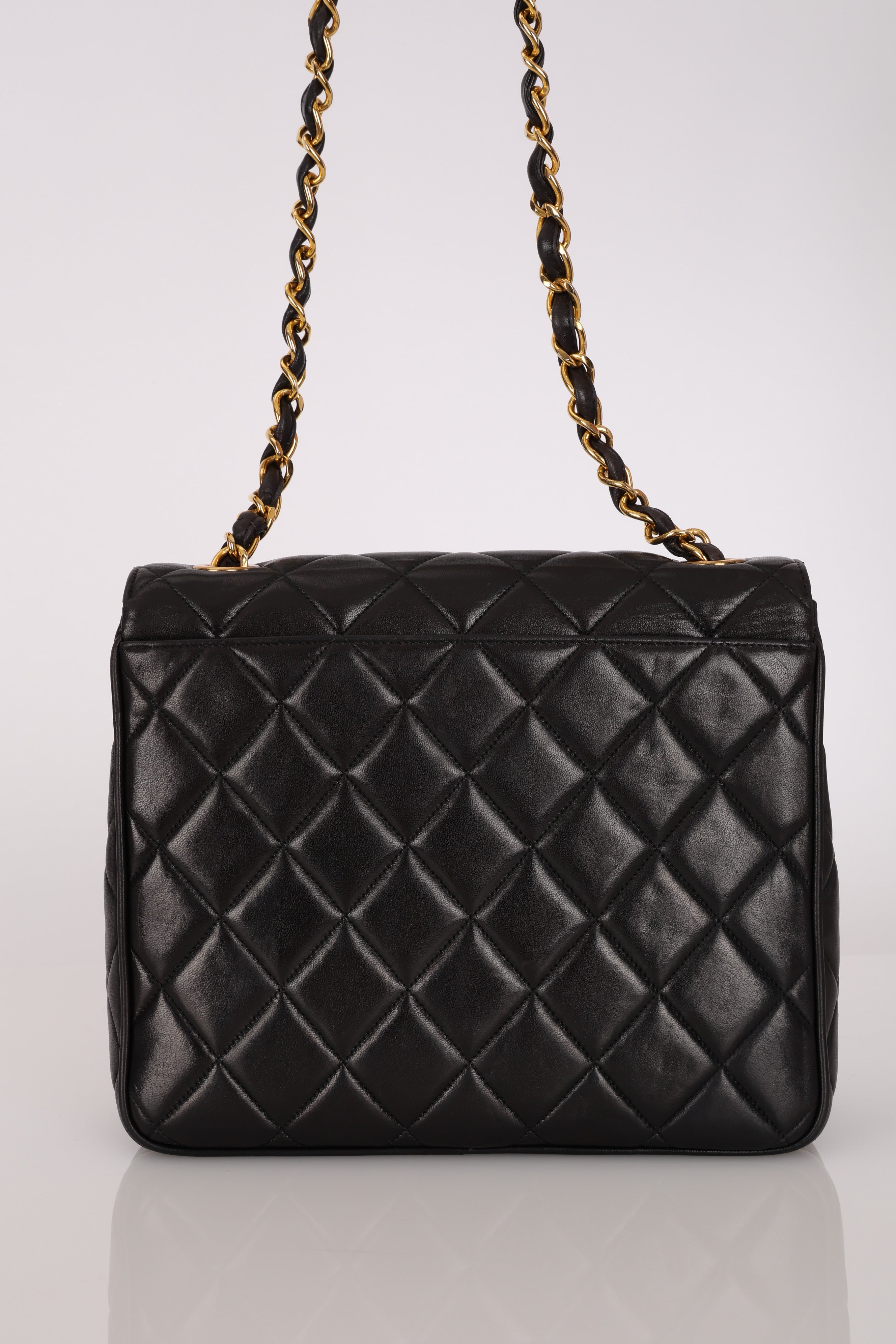 Chanel Single Flap Black Lambskin 24K GP