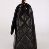 Chanel Single Flap Black Lambskin 24K GP