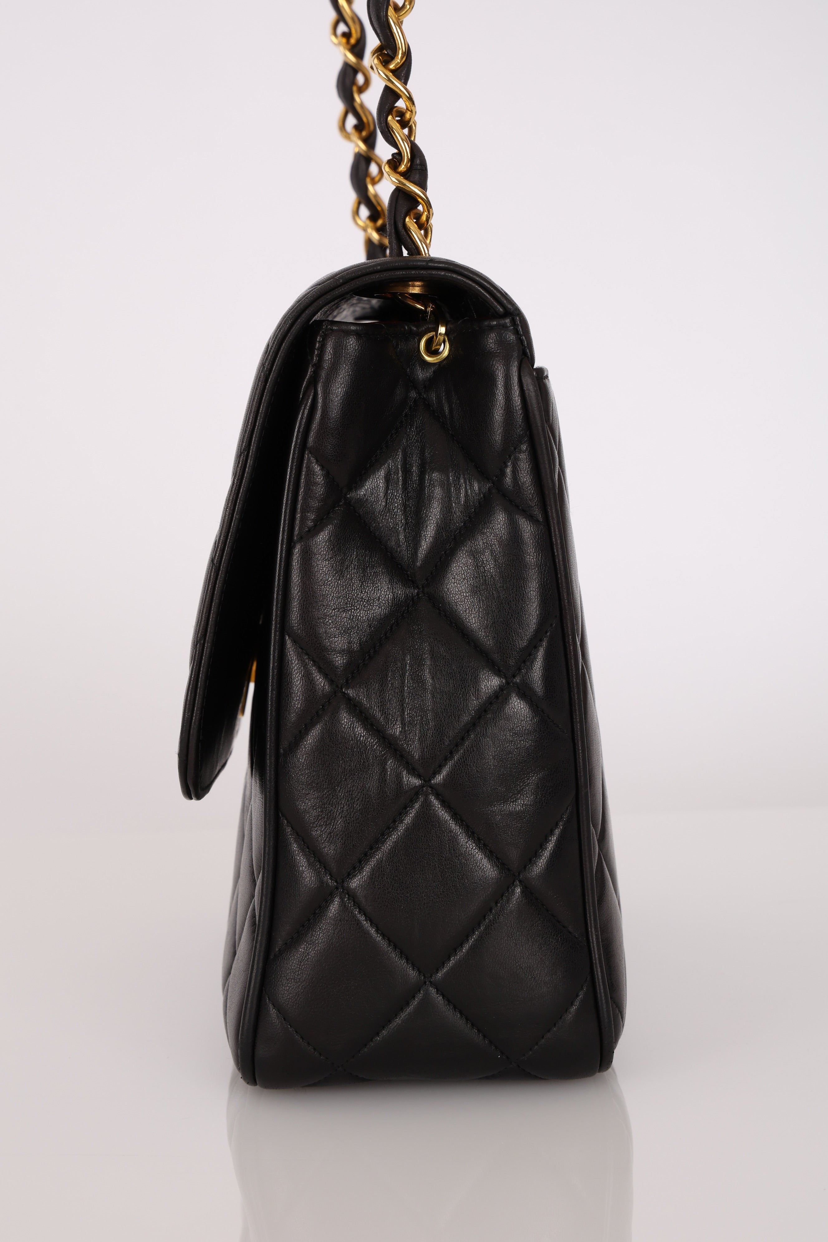 Chanel Single Flap Black Lambskin 24K GP