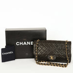 Rare Chanel Medium Classic Single Flap Black Lambskin 1996 24K GP