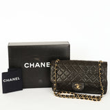 Rare Chanel Medium Classic Single Flap Black Lambskin 1996 24K GP