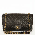Rare Chanel Medium Classic Single Flap Black Lambskin 1996 24K GP