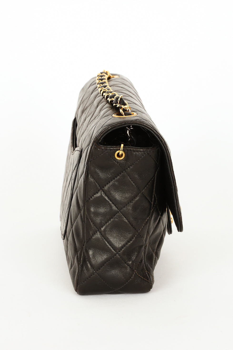 Rare Chanel Medium Classic Single Flap Black Lambskin 1996 24K GP