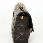 Rare Chanel Medium Classic Single Flap Black Lambskin 1996 24K GP