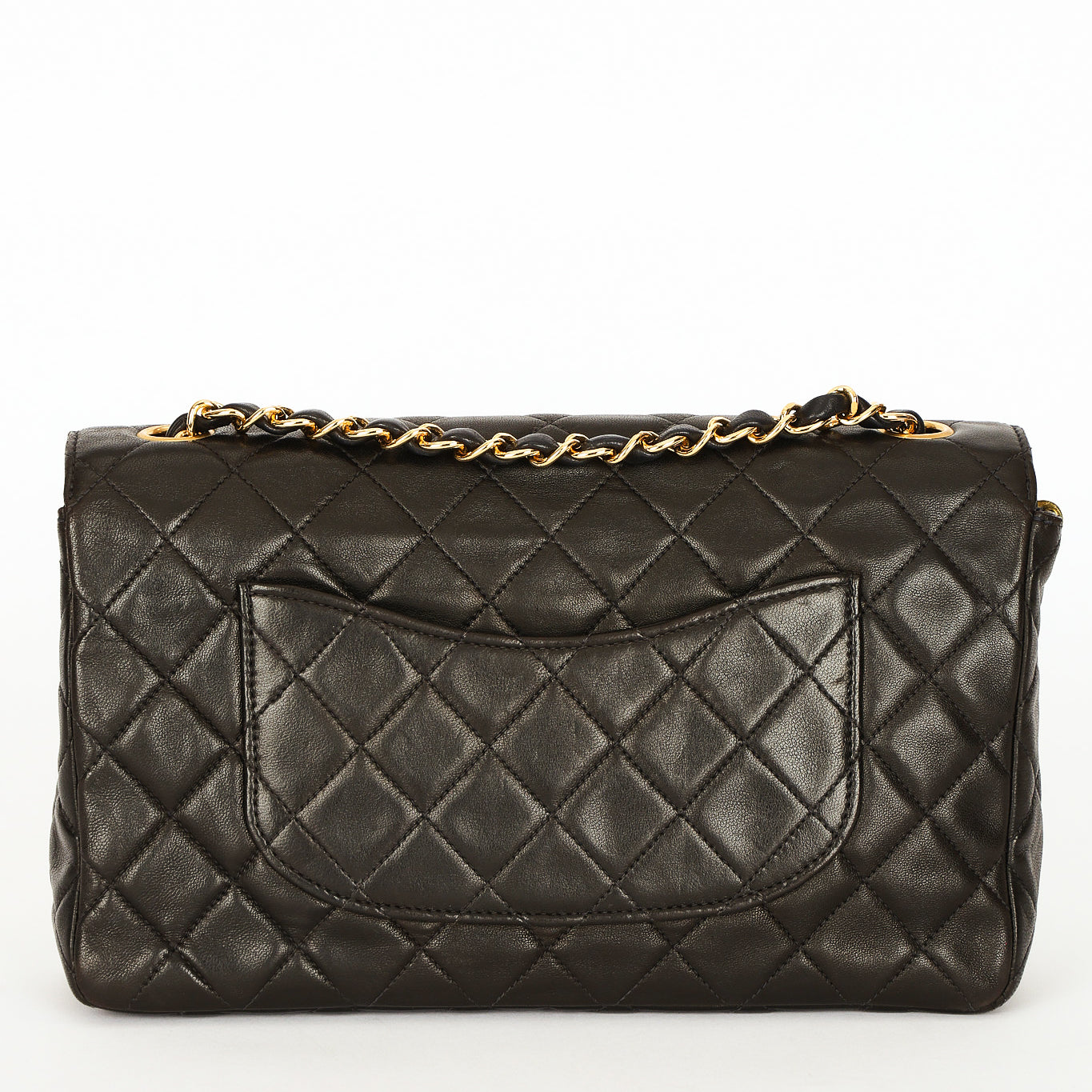 Rare Chanel Medium Classic Single Flap Black Lambskin 1996 24K GP