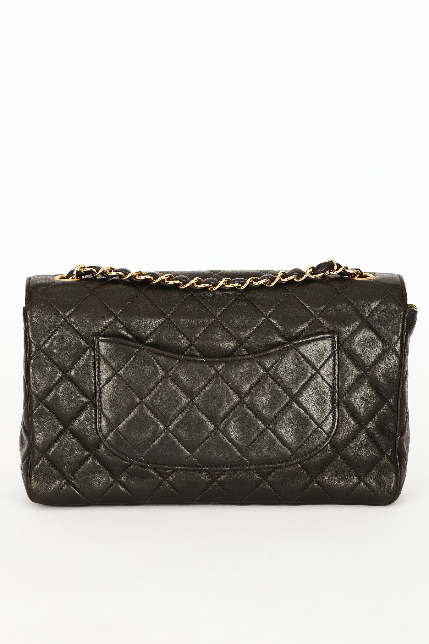 Rare Chanel Medium Classic Single Flap Black Lambskin 1996 24K GP