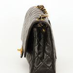 Rare Chanel Medium Classic Single Flap Black Lambskin 1996 24K GP