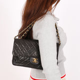 Rare Chanel Medium Classic Single Flap Black Lambskin 1996 24K GP