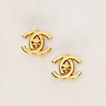 Chanel 1996 CC Turnlock Clip-On Earrings 24K GP