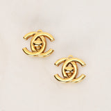 Chanel 1996 CC Turnlock Clip-On Earrings 24K GP