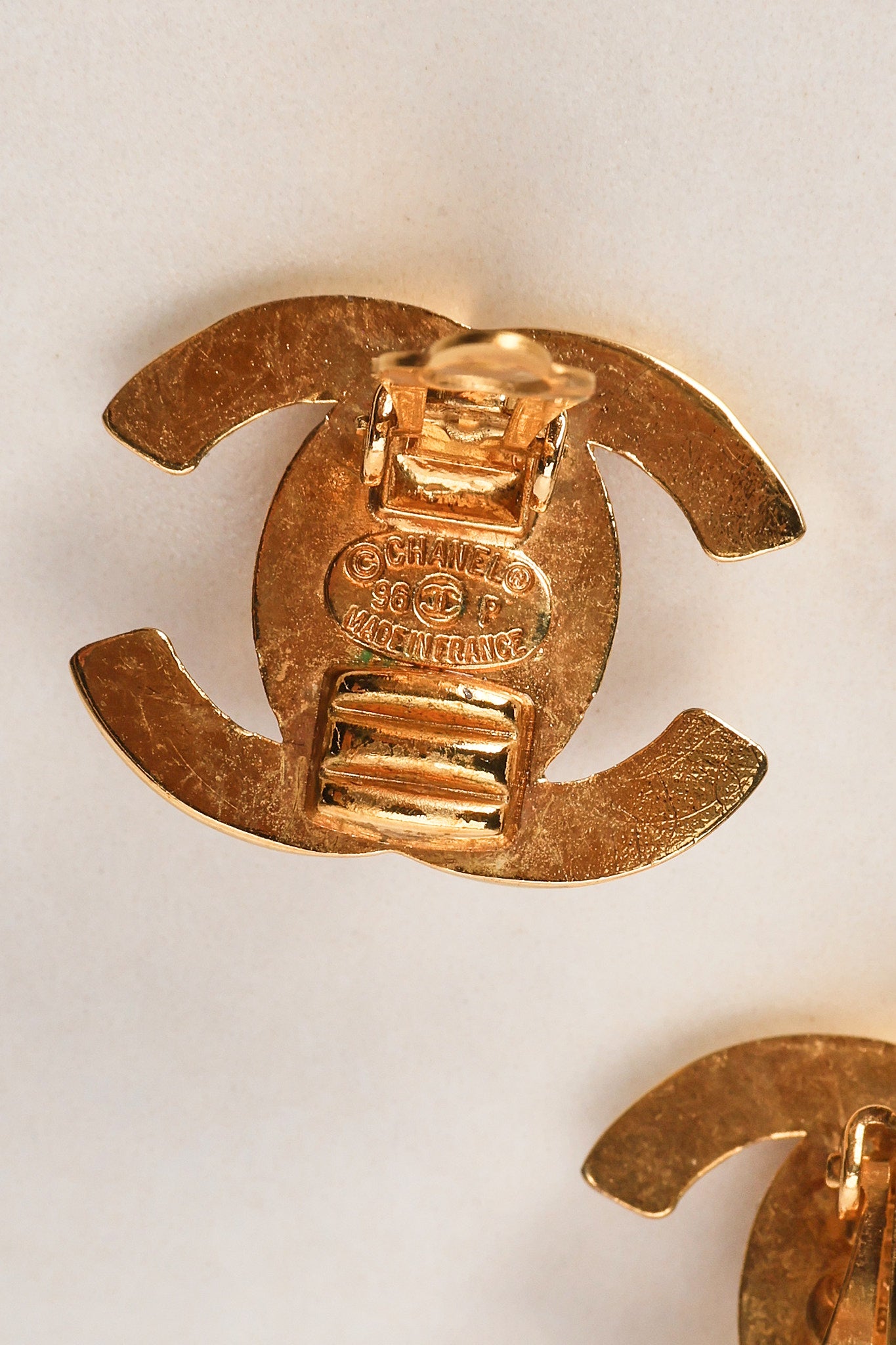 Chanel 1996 CC Turnlock Clip-On Earrings 24K GP