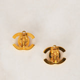 Chanel 1996 Small CC Turnlock Clip-On Earrings 24K GP