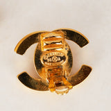 Chanel 1996 Small CC Turnlock Clip-On Earrings 24K GP