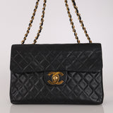 Chanel Jumbo Classic Single Flap Black Lambskin 1988 24K GP