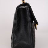 Chanel Jumbo Classic Single Flap Black Lambskin 1988 24K GP