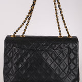 Chanel Jumbo Classic Single Flap Black Lambskin 1988 24K GP