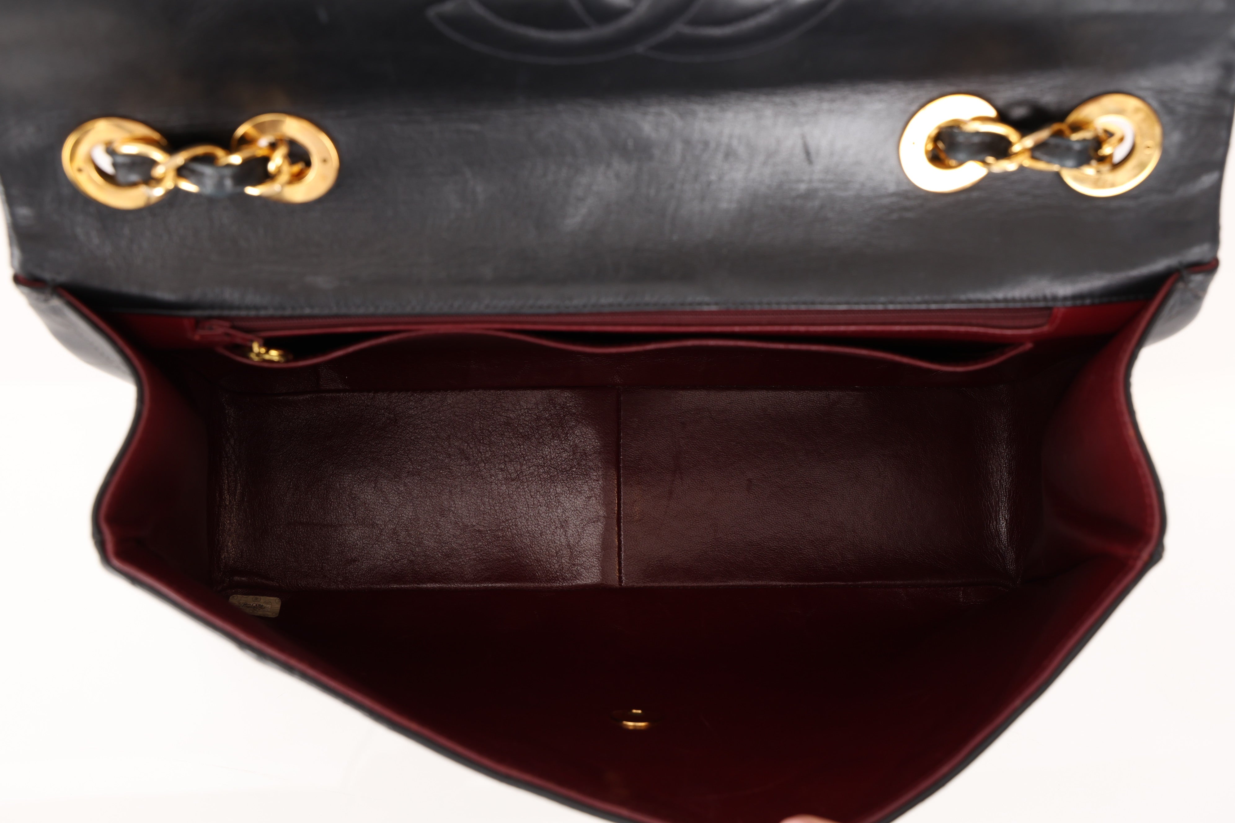 Chanel Jumbo Classic Single Flap Black Lambskin 1988 24K GP