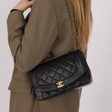 Chanel Medium Diana Flap Black Lambskin 1994 24K GP