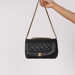 Chanel Medium Diana Flap Black Lambskin 1994 24K GP