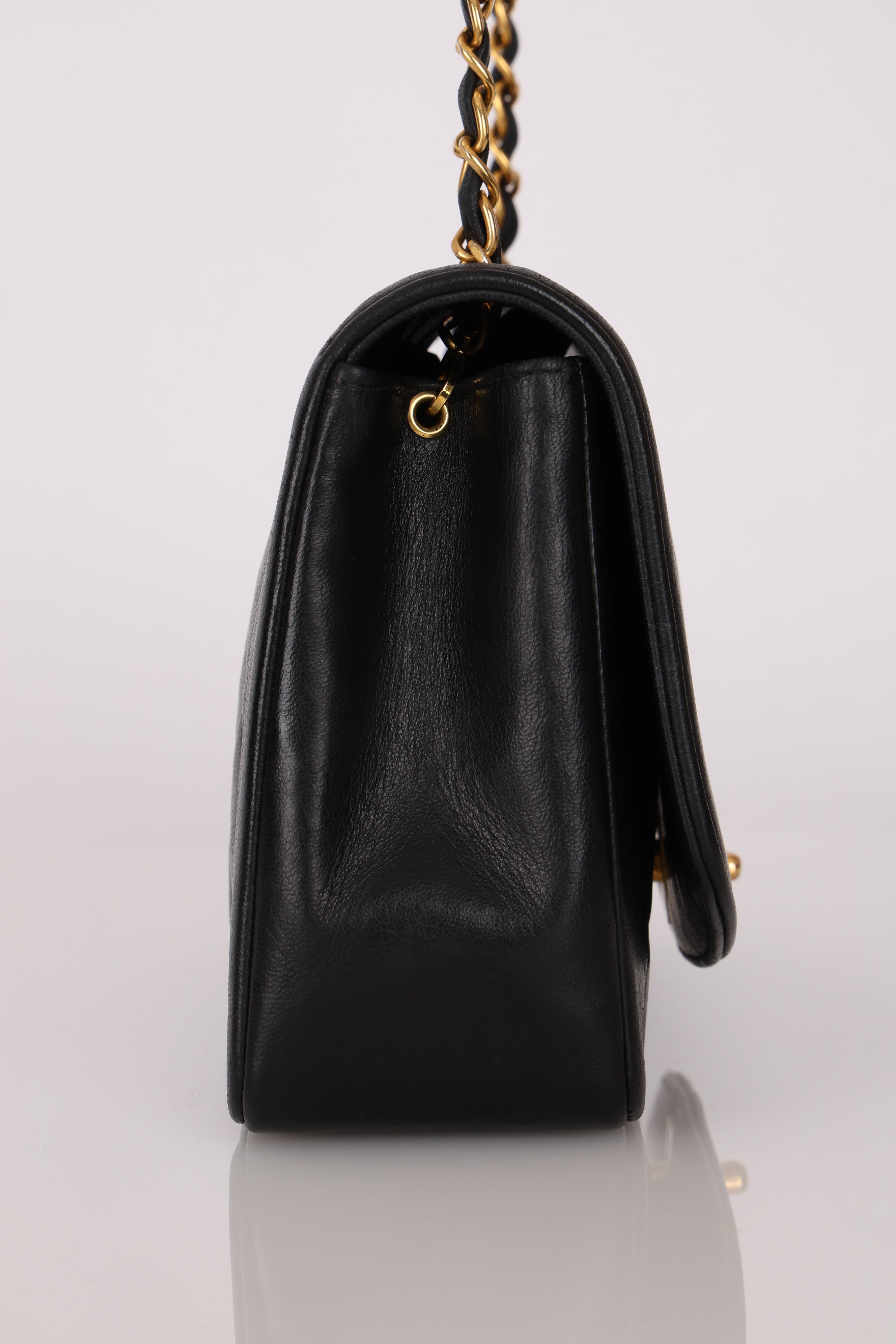 Chanel Medium Diana Flap Black Lambskin 1994 24K GP
