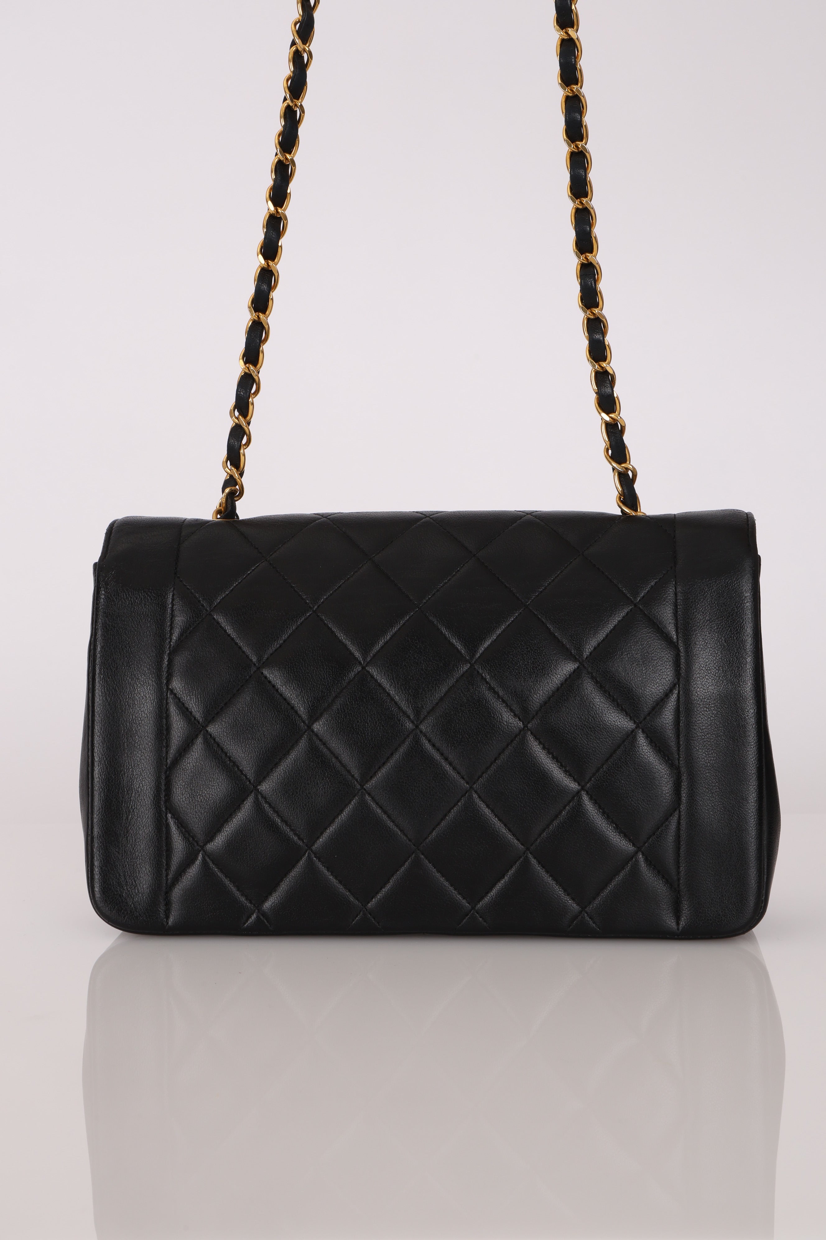 Chanel Medium Diana Flap Black Lambskin 1994 24K GP