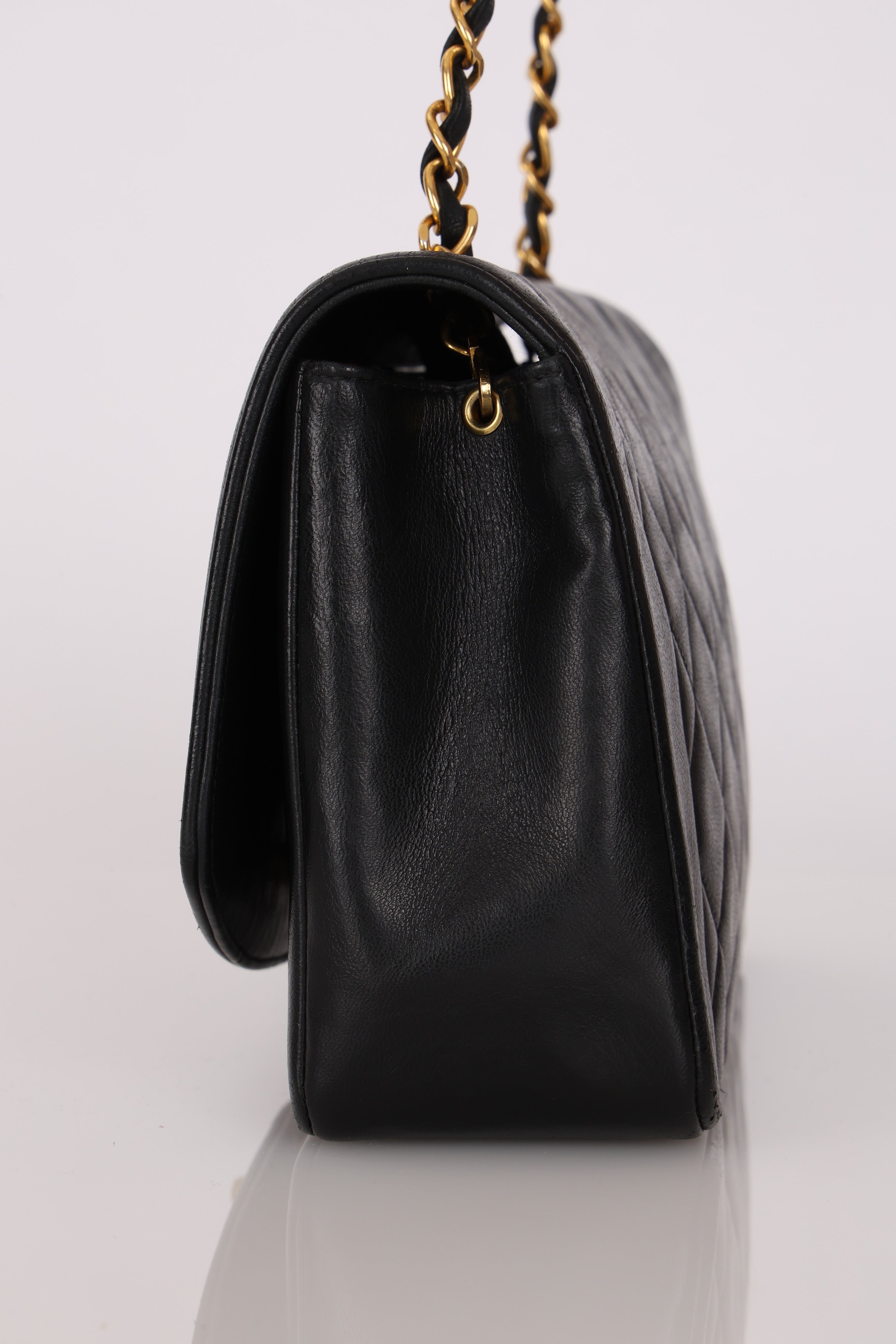Chanel Medium Diana Flap Black Lambskin 1994 24K GP