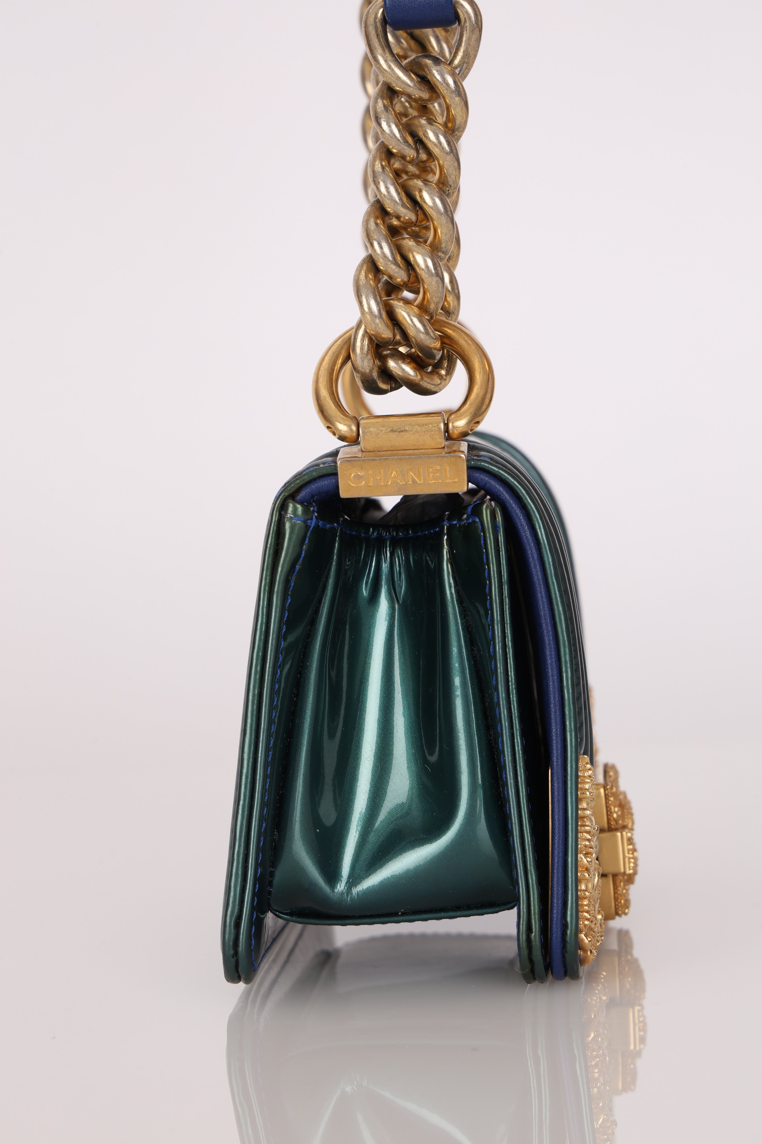 Chanel Mini Boy Bag with Baroque Metallic Patent AGHW