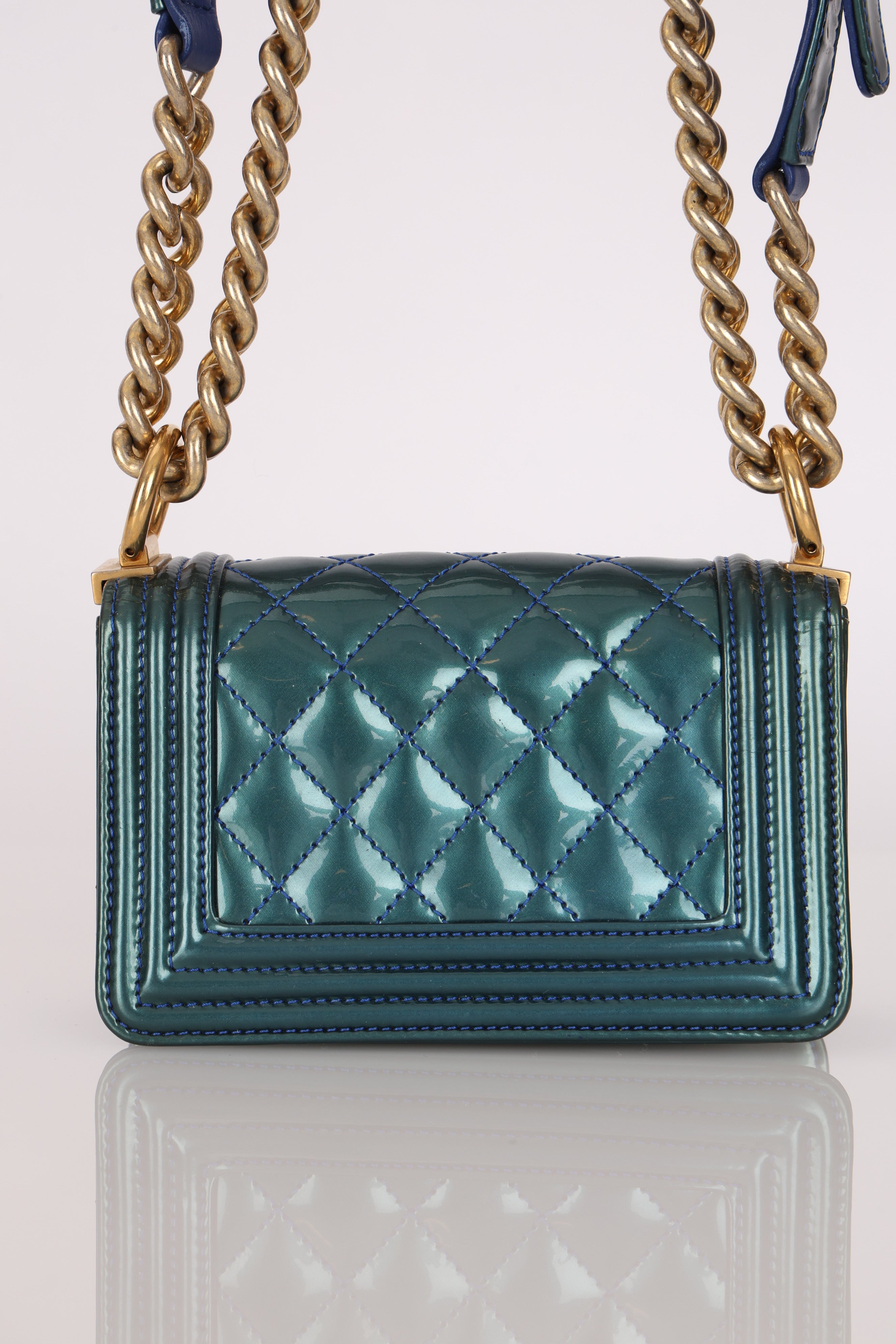 Chanel Mini Boy Bag with Baroque Metallic Patent AGHW