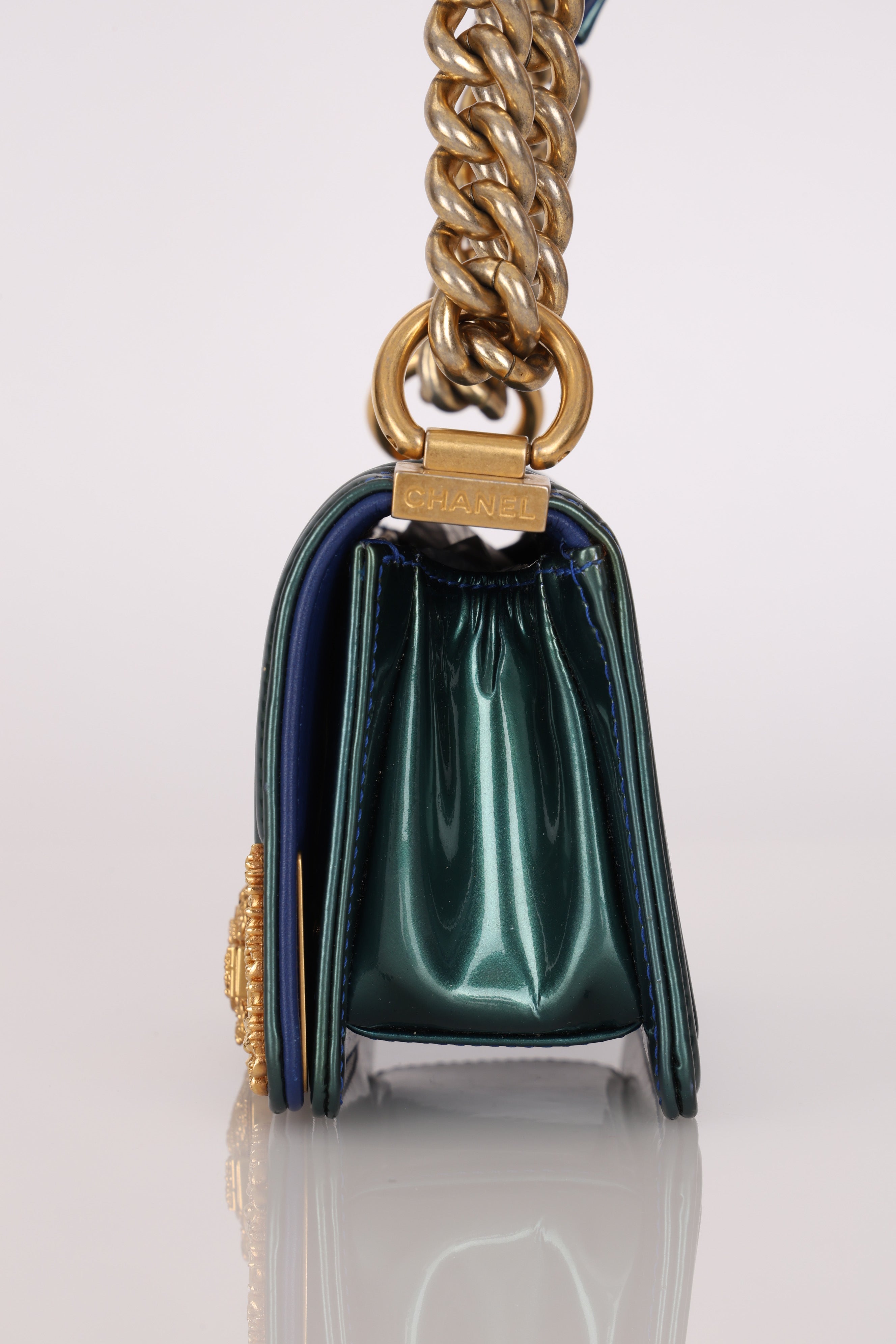 Chanel Mini Boy Bag with Baroque Metallic Patent AGHW