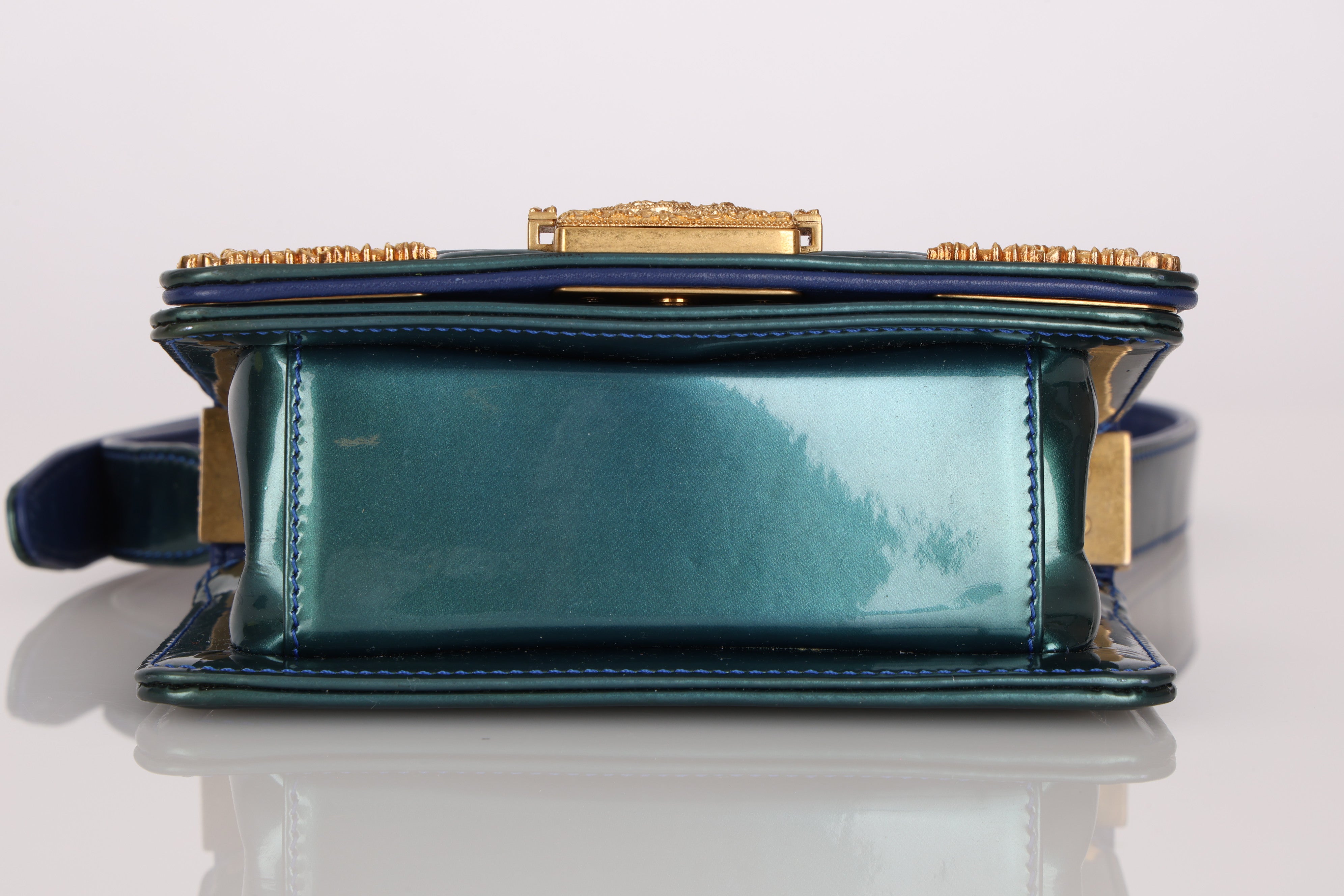 Chanel Mini Boy Bag with Baroque Metallic Patent AGHW