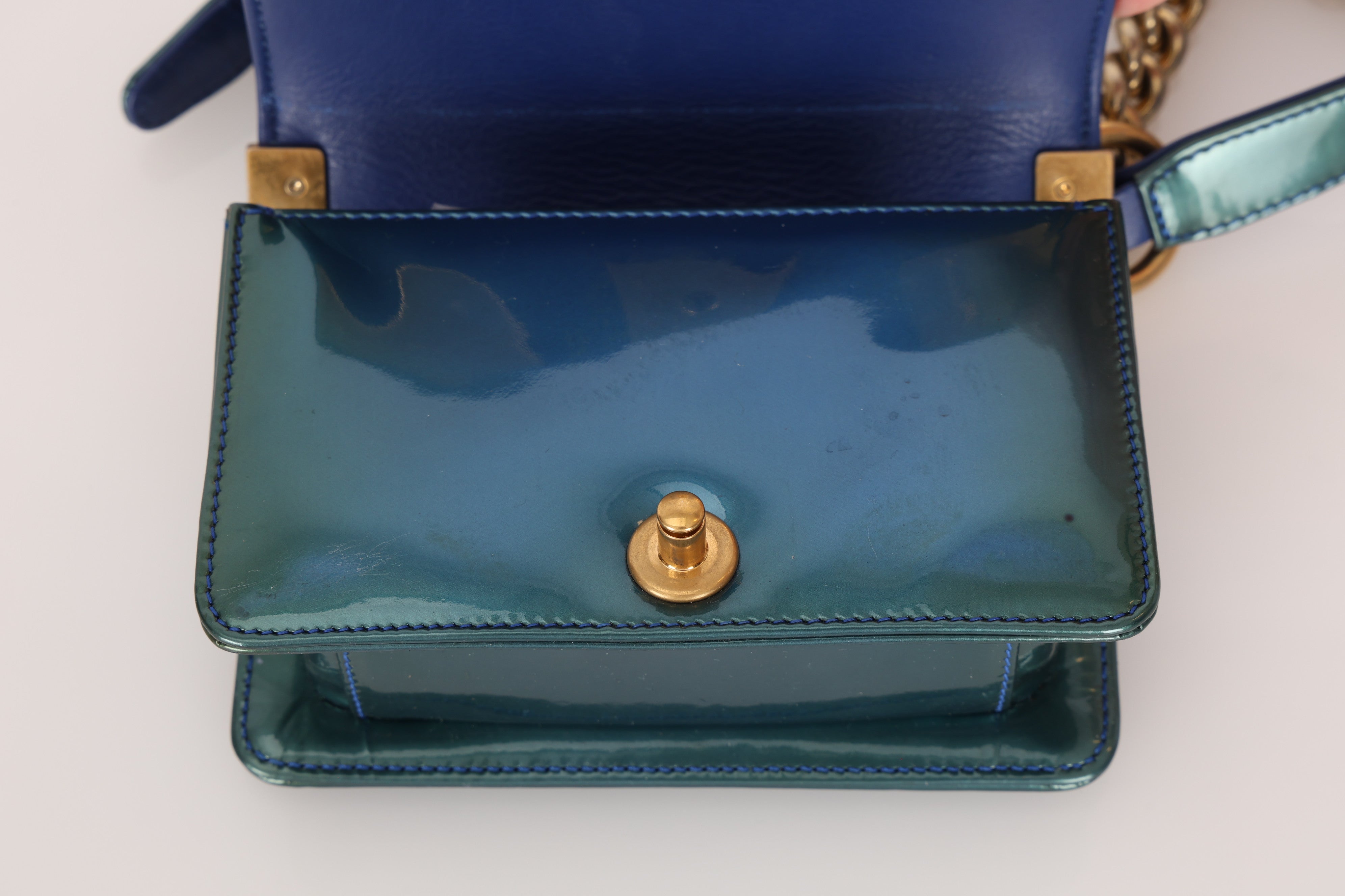 Chanel Mini Boy Bag with Baroque Metallic Patent AGHW