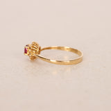 1970s 18K Yellow Gold Ruby and Diamond Halo Ring, Size US 6 - Drop 24