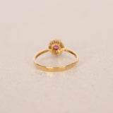 1970s 18K Yellow Gold Ruby and Diamond Halo Ring, Size US 6 - Drop 24