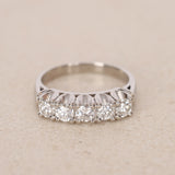 Modern Pt900 Platinum and Diamond Bar Ring, Size US 8.25