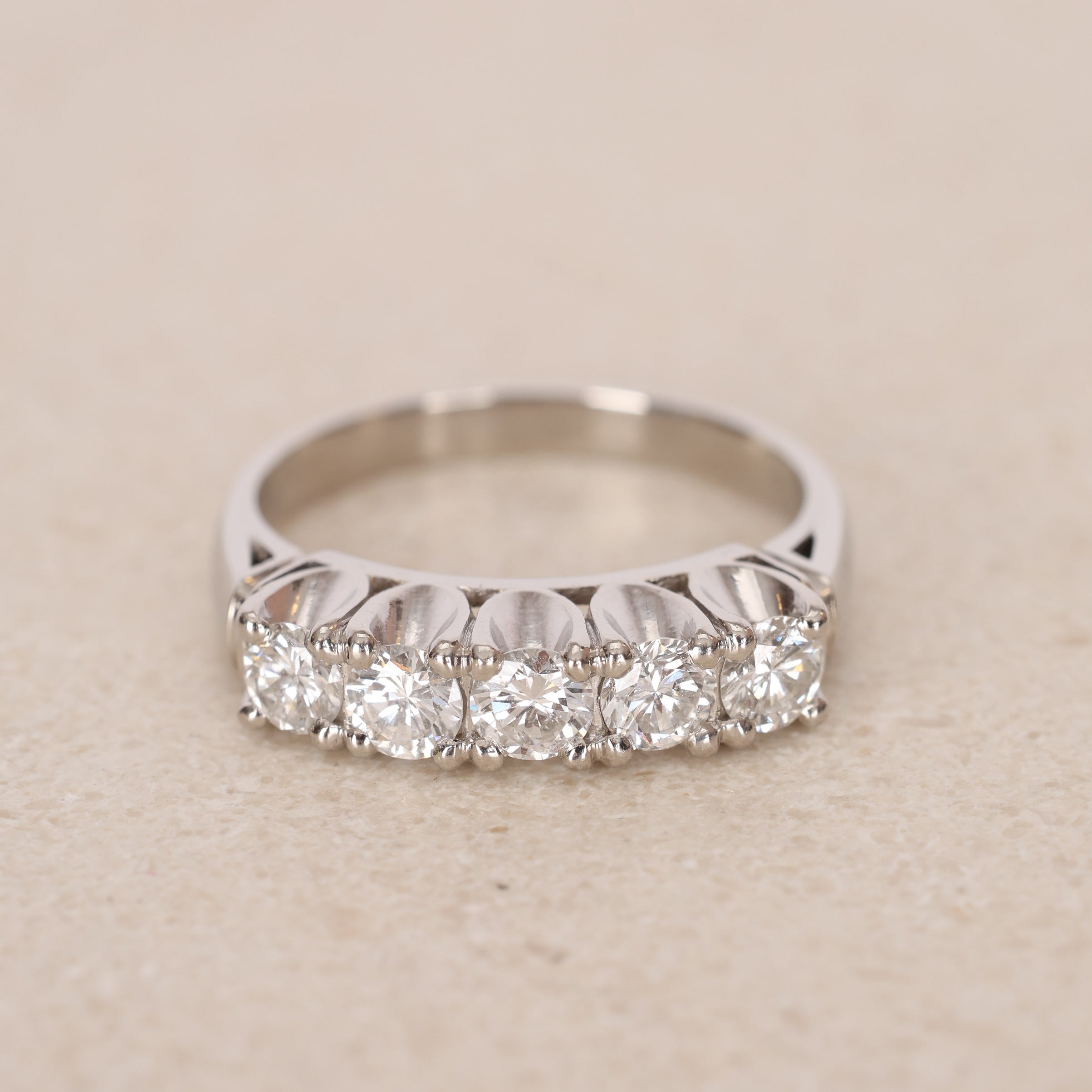Modern Pt900 Platinum and Diamond Bar Ring, Size US 8.25
