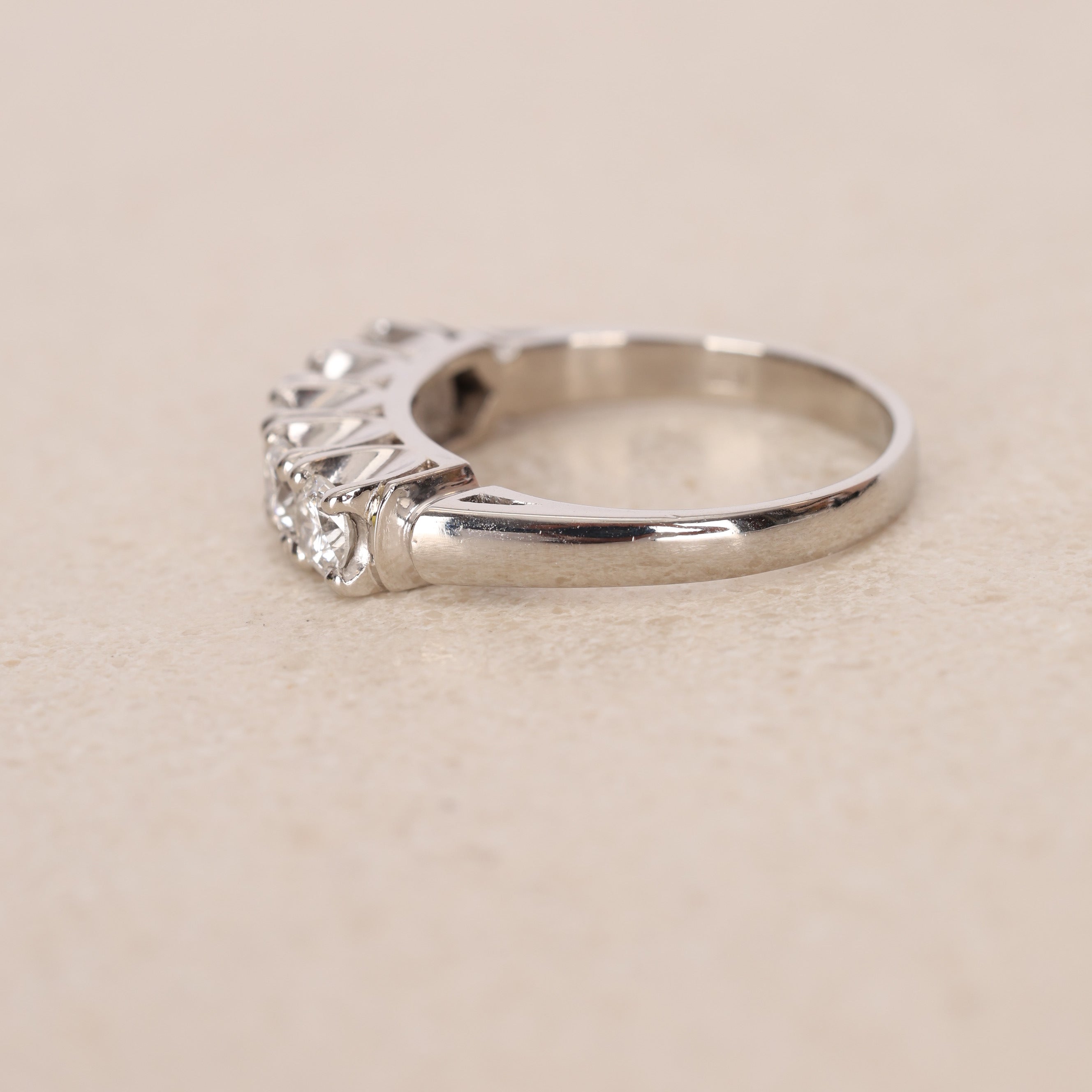 Modern Pt900 Platinum and Diamond Bar Ring, Size US 8.25