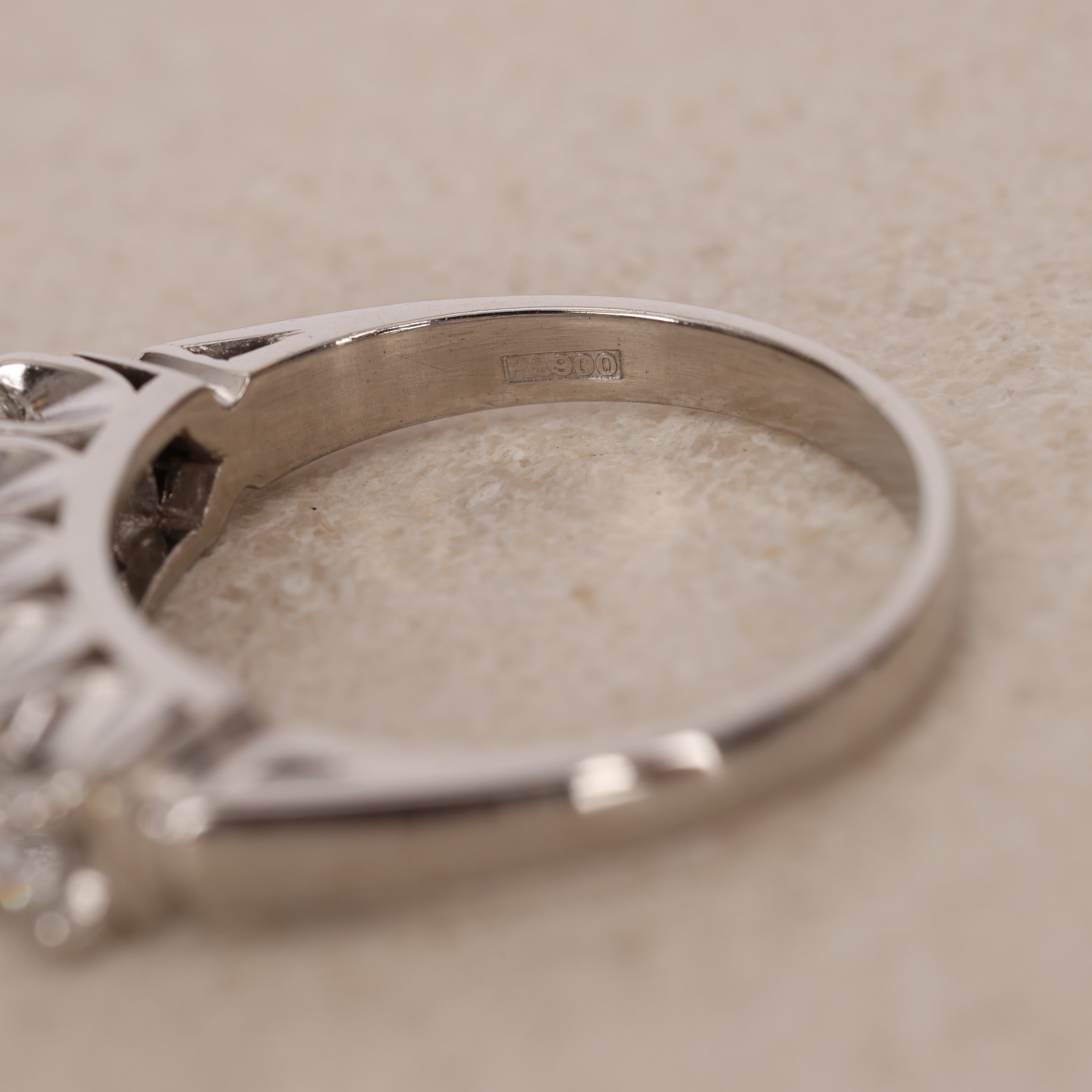 Modern Pt900 Platinum and Diamond Bar Ring, Size US 8.25
