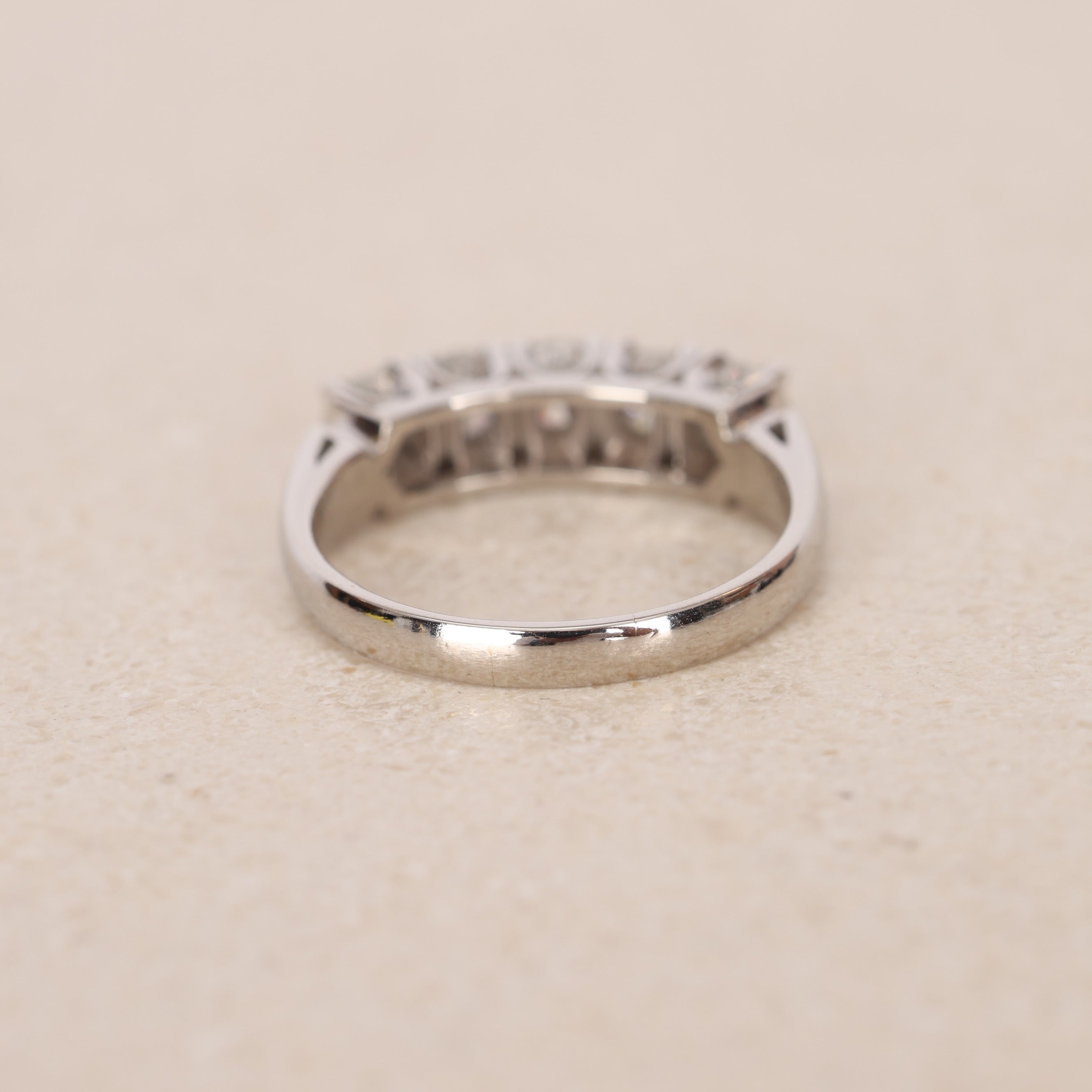 Modern Pt900 Platinum and Diamond Bar Ring, Size US 8.25