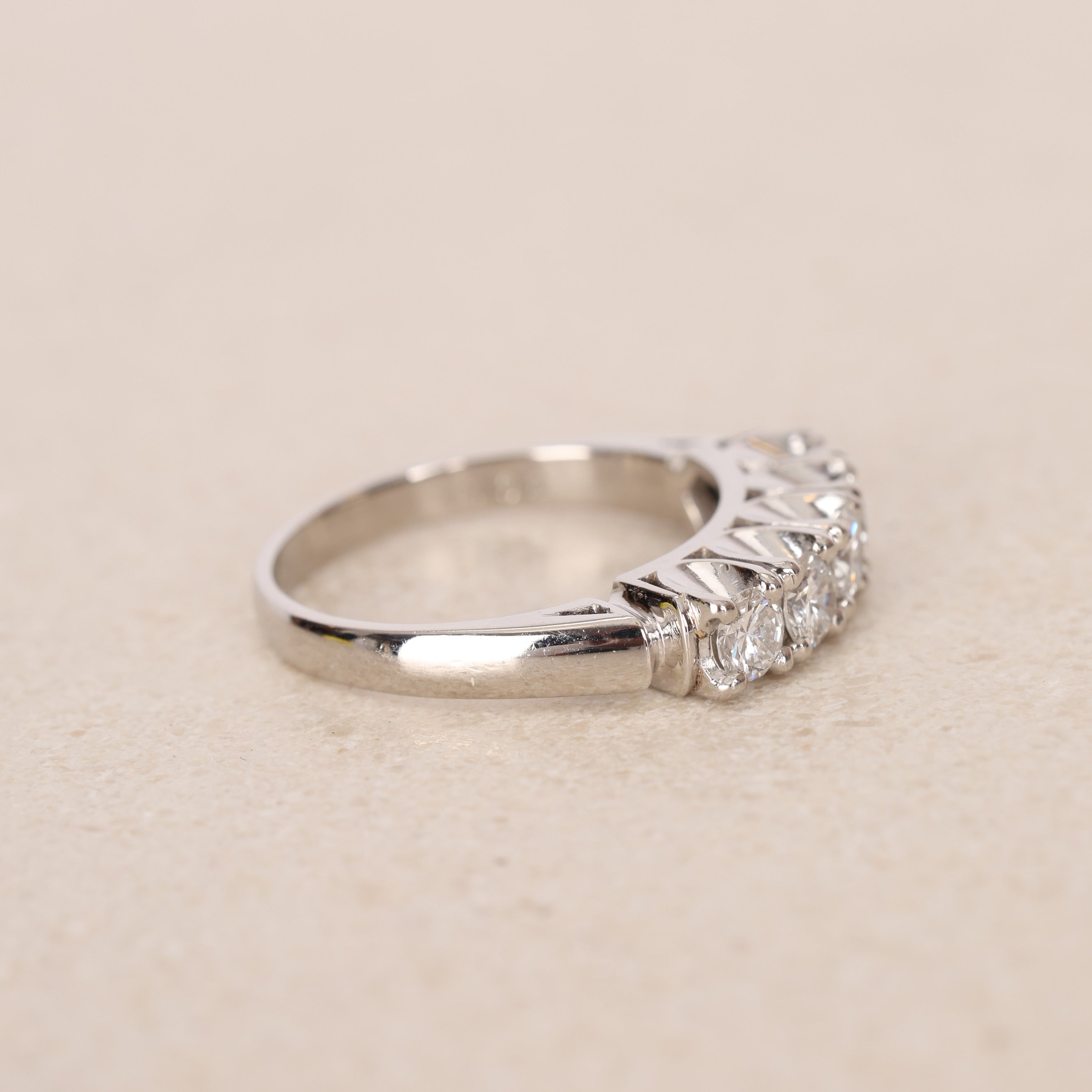 Modern Pt900 Platinum and Diamond Bar Ring, Size US 8.25