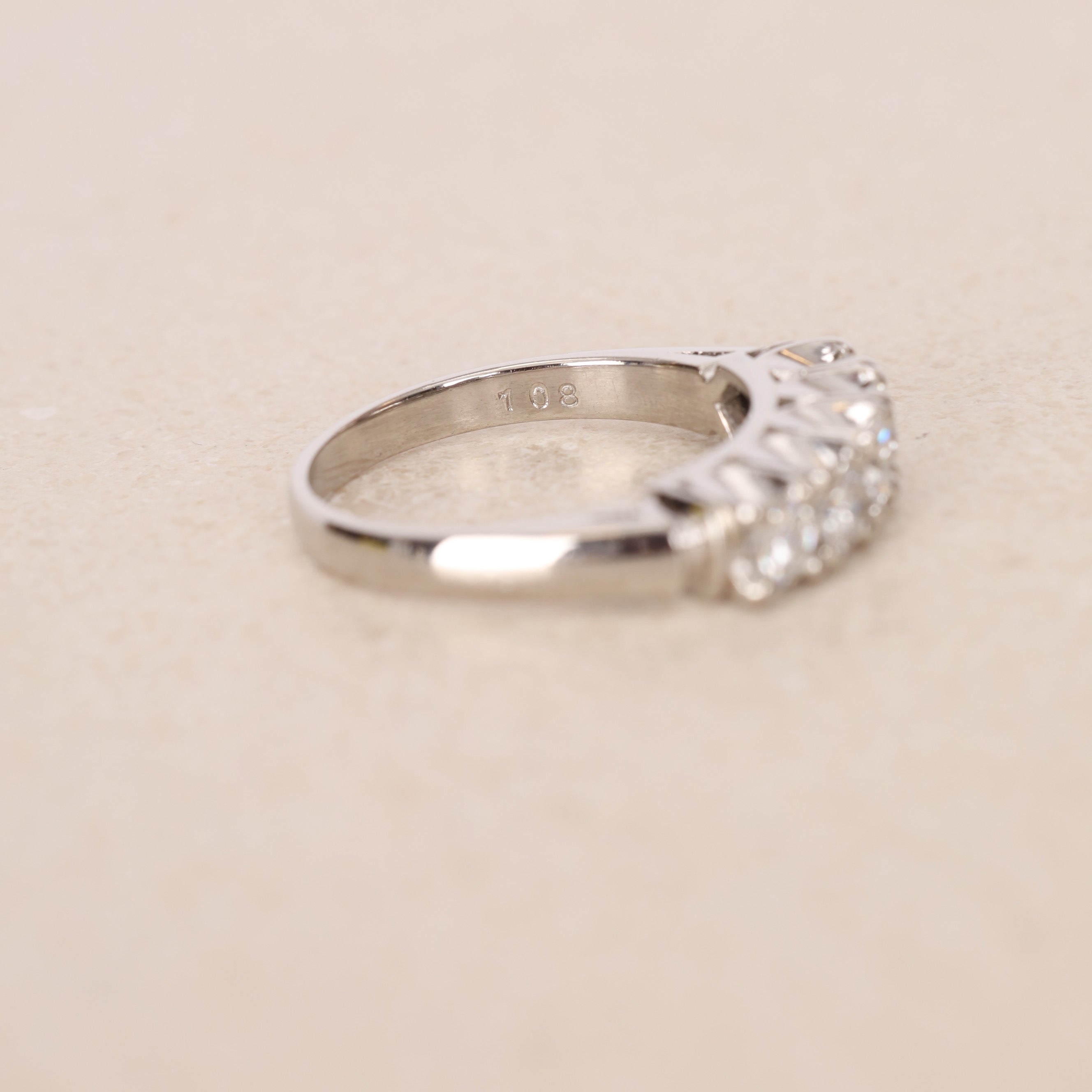Modern Pt900 Platinum and Diamond Bar Ring, Size US 8.25