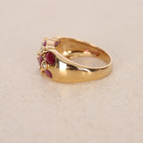 1980s 18K Yellow Gold Ruby and Diamond Checkerboard Cluster Ring, Size US 6.25 - Drop 24