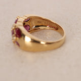 1980s 18K Yellow Gold Ruby and Diamond Checkerboard Cluster Ring, Size US 6.25 - Drop 24