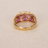 1980s 18K Yellow Gold Ruby and Diamond Checkerboard Cluster Ring, Size US 6.25 - Drop 24
