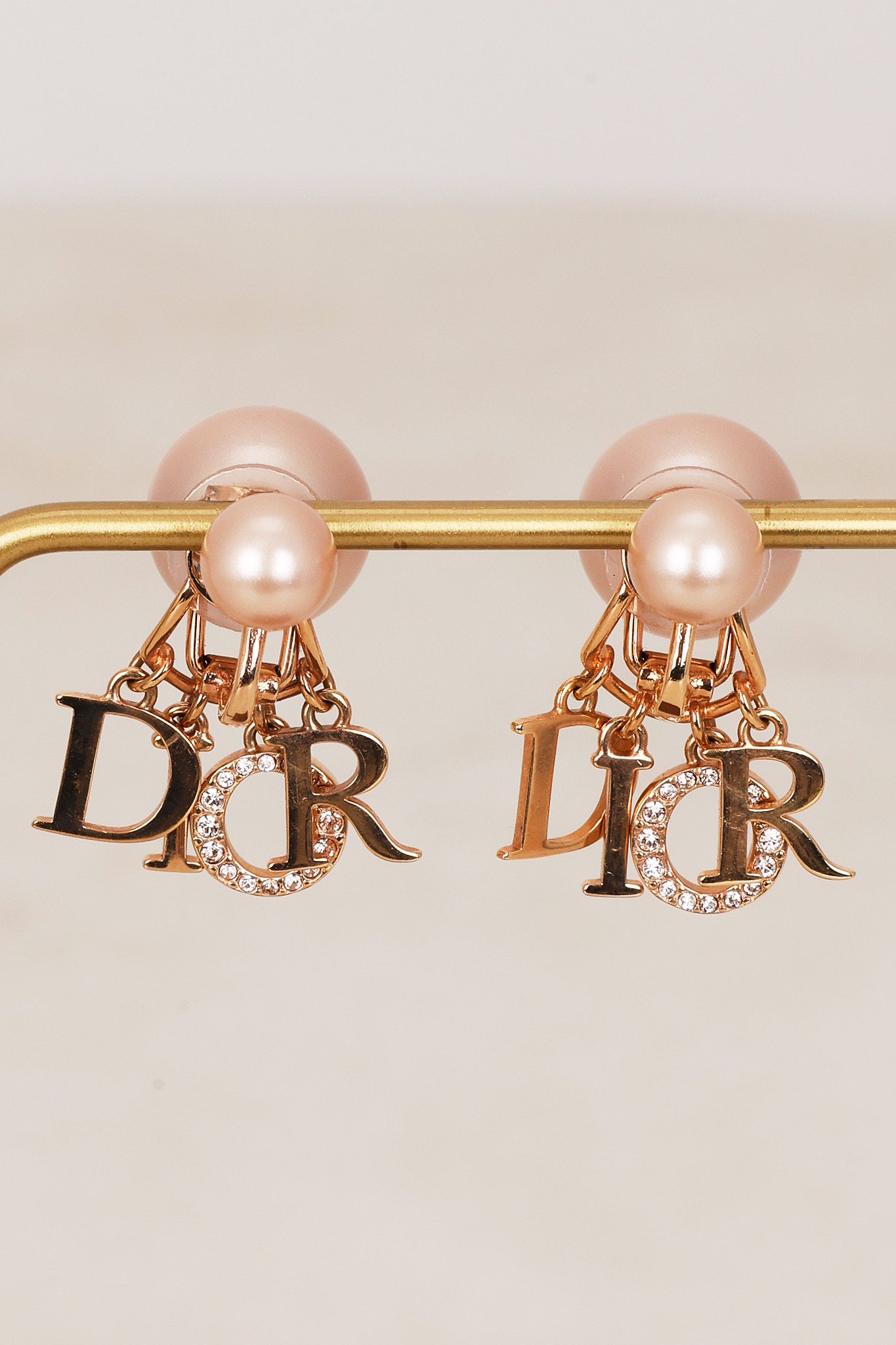 Dior Rose Tribales Logo Clip-On Earrings
