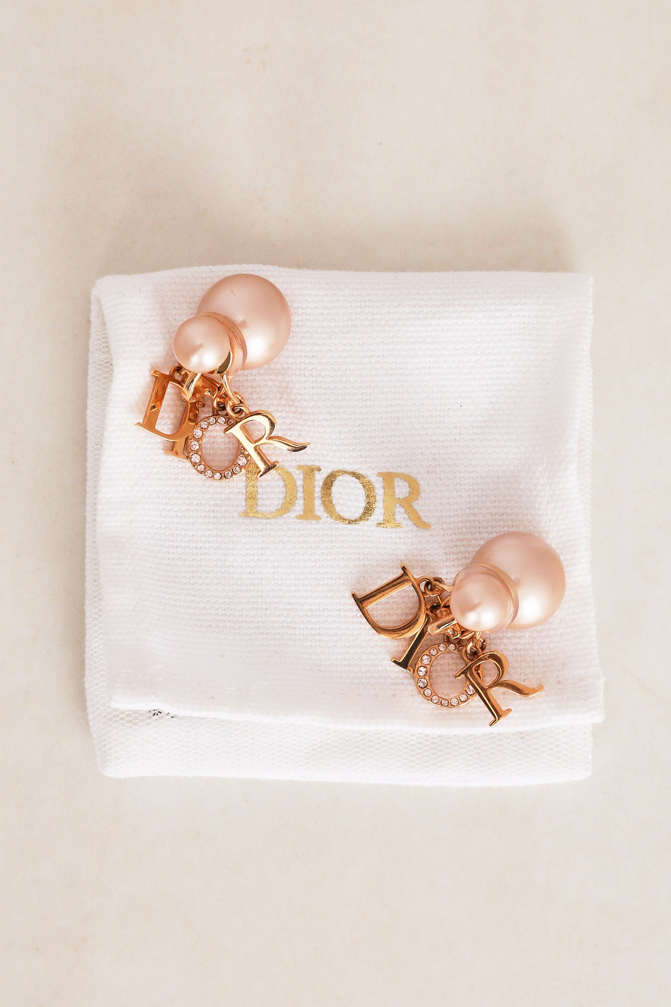 Dior Rose Tribales Logo Clip-On Earrings