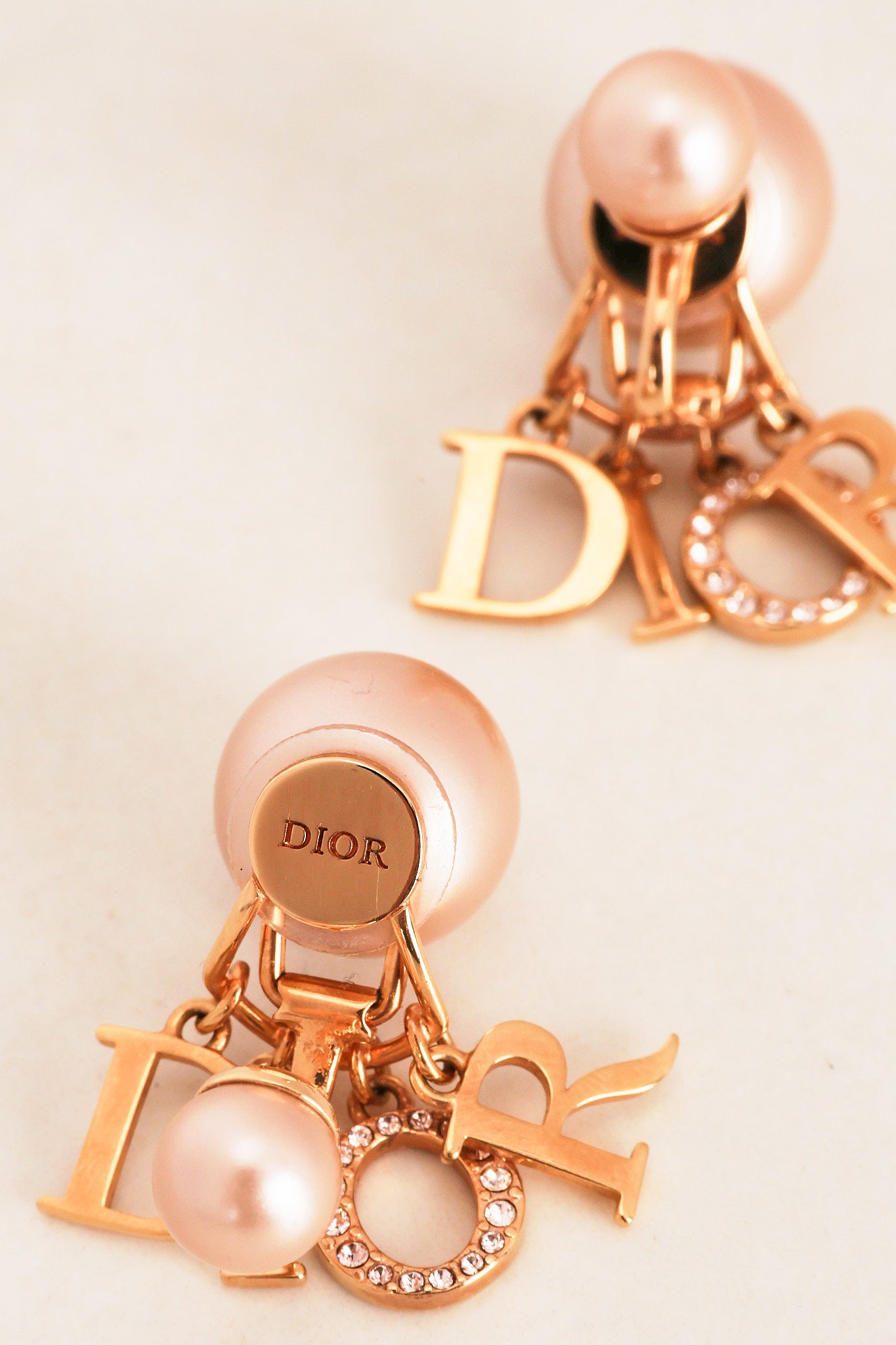 Dior Rose Tribales Logo Clip-On Earrings