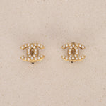 Chanel 2001 CC Pearl Clip-On Earrings 24K gp