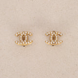 Chanel 2001 CC Pearl Clip-On Earrings 24K gp